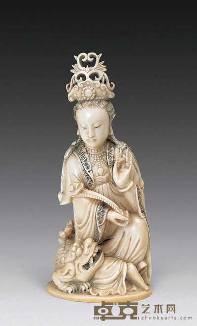 清 象牙雕文殊菩萨 高18cm